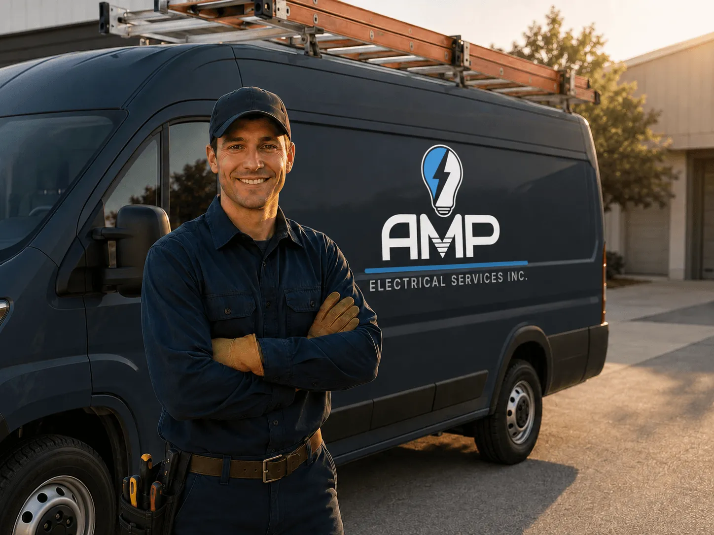 Licensed AMP electrician upgrading a 200-amp residential electrical panel in Morganville, NJ